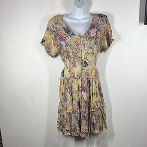 Vintage Paris Sport Club Floral Beige Dress size large